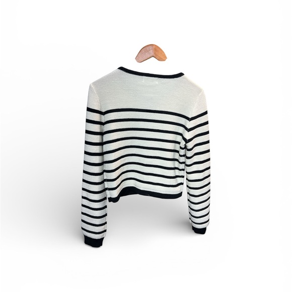Studio by The Workshop Striped Cropped Cardigan Medium Old Money Preppy - Picture 2 of 5